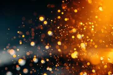 dark background with golden particles and bokeh lights. a place for text, advertising for New year, Christmas, birthday