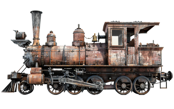 Old train isolated on white or transparent background