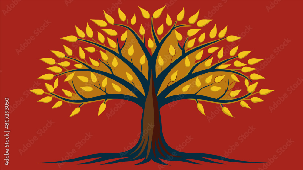 Poster the tree of humility stands humbly its branches bowed in reverence to the stoic principles.. vector 