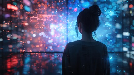 Immersed in the Digital Tapestry: A Woman Navigating the Metaverse