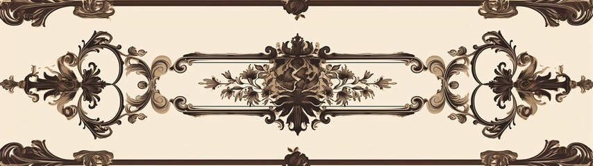 Obraz premium elegant vintage frame ornament design, floral pattern frame background with size ratio 32:9