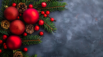 Festive Christmas Decorations on Textured Background