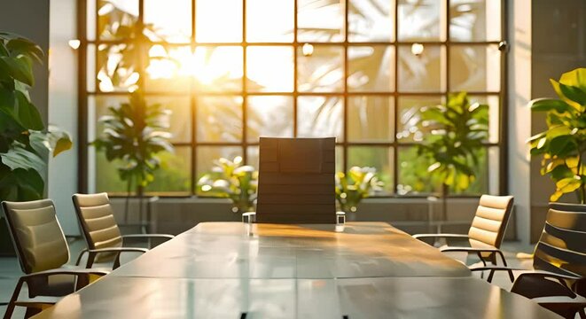 Virtual conference room background with office windows for professional Zoom meetings. Concept Virtual Backgrounds, Zoom Meetings, Office Windows, Professional, Conference Room