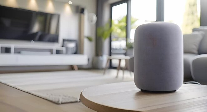 Voice-Activated Smart Speaker Table for Internet of Things Device Control. Concept Home Automation, Smart Technology, Voice Control, Innovative Furniture, IoT Device Control