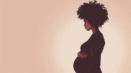 Pregnant Afro American Woman Illustration Generative AI
