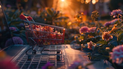 Online Shopping in a Serene Garden Generative AI