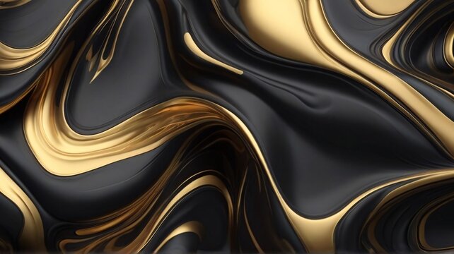 Abstract background with gold. Liquid black marble with gold textures