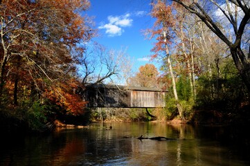 Covered bridge over a Georgia stream