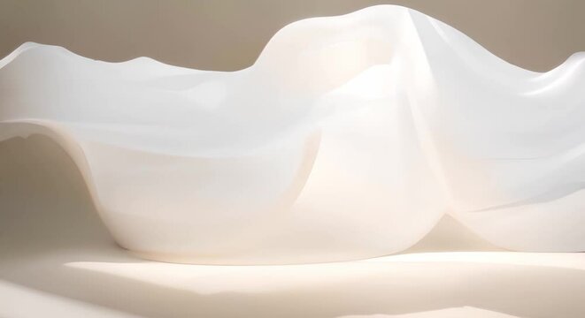 Graceful White Fabric Drifting in the Air, Creating Soft Shadows. Concept Romatic Photoshoot, White Fabric, Soft Shadows