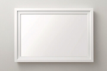 Lienzo blanco vacío con marco decorativo sobre una maqueta de fondo blanco