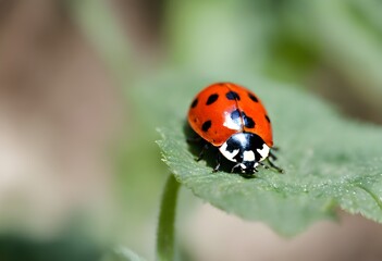 A view of a Ladybird on a leaf