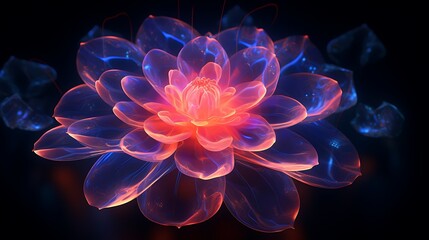 A neon flower, an embodiment of the digital world's synthetic allure