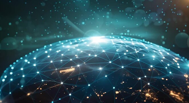 Secure global commerce network uses holographic tech for business transactions . Concept Global Commerce, Holographic Technology, Business Transactions, Secure Network