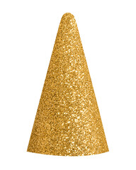 Gold brocade birthday wizard`s hat isolated on white background