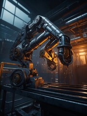 Fototapeta premium Mechanical Loading Arm in Action - Advanced Industrial Equipment Photo