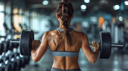 Fototapeta premium Woman Standing in Gym With Back to Camera