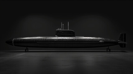 A large submarine is shown in a black and white photo