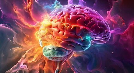 Human brain nurtures creativity and positivity through selfcare and positive thinking. Concept Positive Thinking, Self-Care, Creativity Boost, Mental Wellness, Positivity Mindset