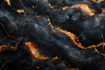 Black marble with striking gold-colored veins, creating a luxurious and elegant background