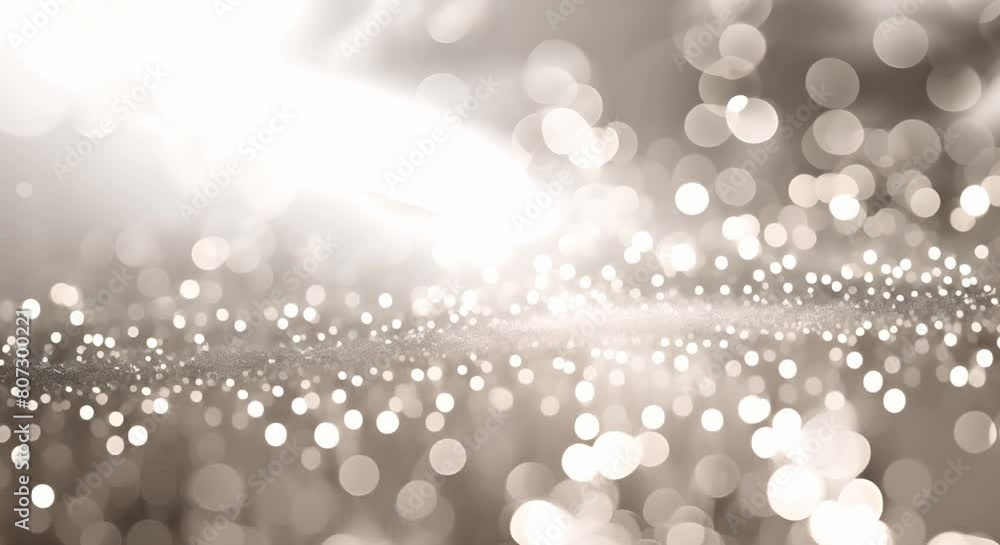 Poster creating a bright and glittery background with white abstract particles. concept glittery background