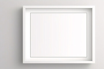Lienzo blanco vacío con marco decorativo sobre una maqueta de fondo blanco