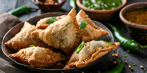 Popular Indian Snack: Deep-Fried Samosas
