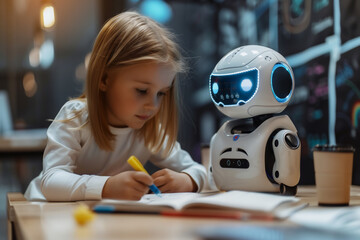 Robot teaches children homework  technology modern learning