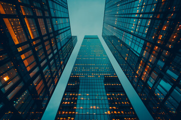 skyscrapers business office modern buildings  copy space
