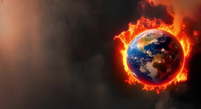 The Burning Globe: Symbolizing Global Warming. Concept Climate Change, Environmental Issues, Symbolic Imagery, Global Impact, Awareness message
