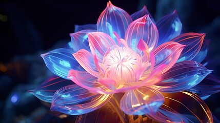 A neon flower, an iridescent manifestation of artificial enchantment.