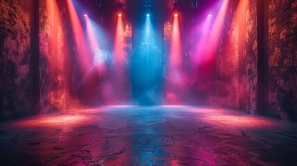 Abstract neon background with rays of light and disco background.