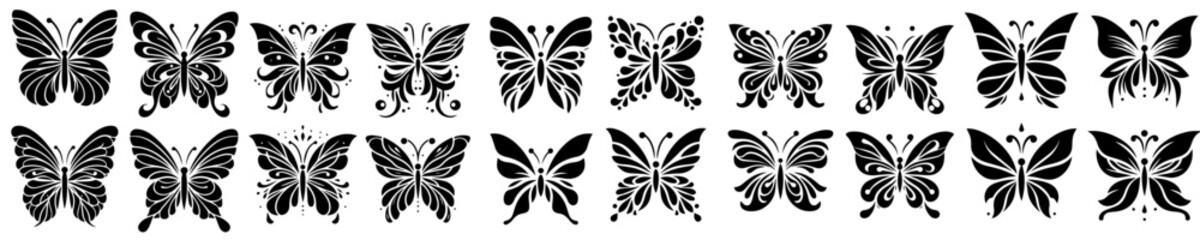 collection of abstract butterfly silhouettes