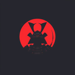 Samurai logo icon, Japanese warrior in helmet, Japan fighter silhouette, ancient soldier head, katana