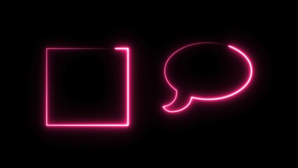 Abstract neon laptop and social media sign icon illustration.