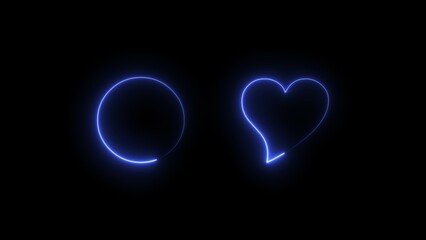 Abstract neon triangle frame and heart love icon illustration.