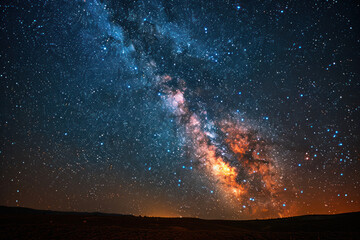 Night sky filled with countless stars and the Milky Way galaxy against a black background