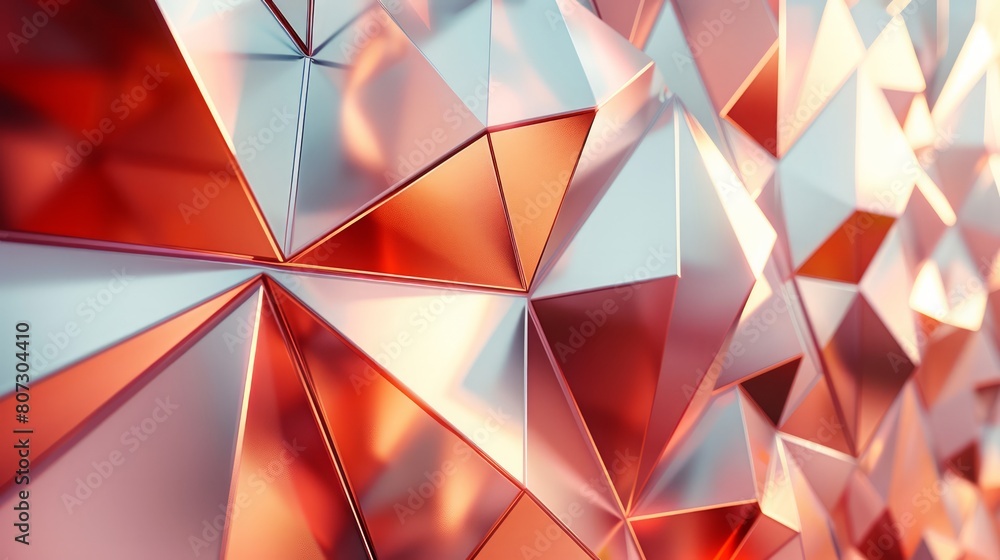 Poster a wall of triangles and squares in red and white