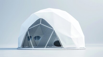 Blank mockup of a sleek and modern geodesic dome tent perfect for outdoor events - obrazy, fototapety, plakaty