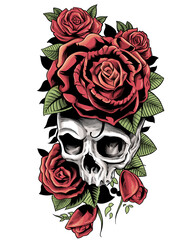 Tattoo skull with roses