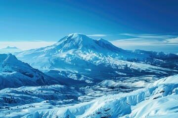 Obraz premium Nature's Beauty: The Majestic Mount Volcano in Snowy Landscape
