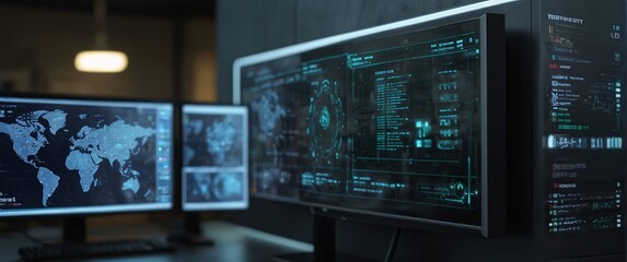 Fototapeta premium importance of cyber security and digital protection in the modern business landscape. Use futuristic and sleek technology designs to convey a sense of advanced protection and security