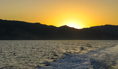 Sunset over Catalina Island in the Pacific, California