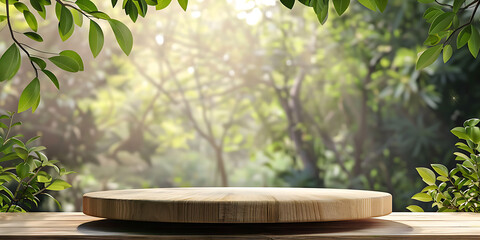 Simple wooden podium, with trees and nature in the background