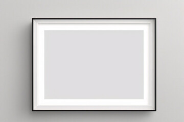 Realistischer leerer rechteckiger wei&szlig;er Rahmen mit Passepartout auf grauem Hintergrund, Rand f&uuml;r Ihr kreatives Projekt, Mock-up-Muster, Vektordesignobjekt