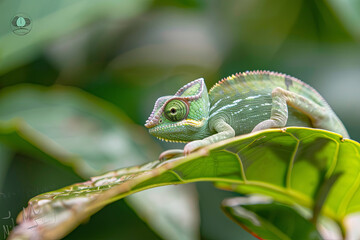 Baby veiled chameleon on a leaf
