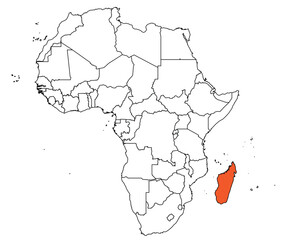 Outline of the map of Madagascar