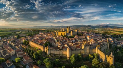 Old Architecture: Panoramic Views of Medieval City, Buildings, and Castle 