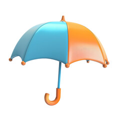 Multi-colored rain umbrella icon 3D render isolated on white, transparent background PNG
