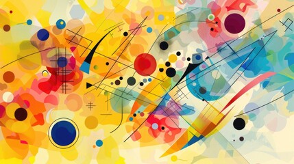 Kandinsky-inspired Abstract Geometric Wallpaper: Colorful Decoration with Graphic Texture