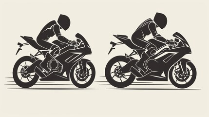 Obraz premium Road motorcycle rider, abstract silhouette, motor sport